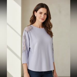 LIV Milano Light Purple Lace Accent Sweater